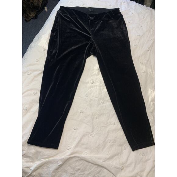 New Talbots Pull on Black Velvet Pants 18W Comfy Zip Ankle Holiday - Picture 1 of 6